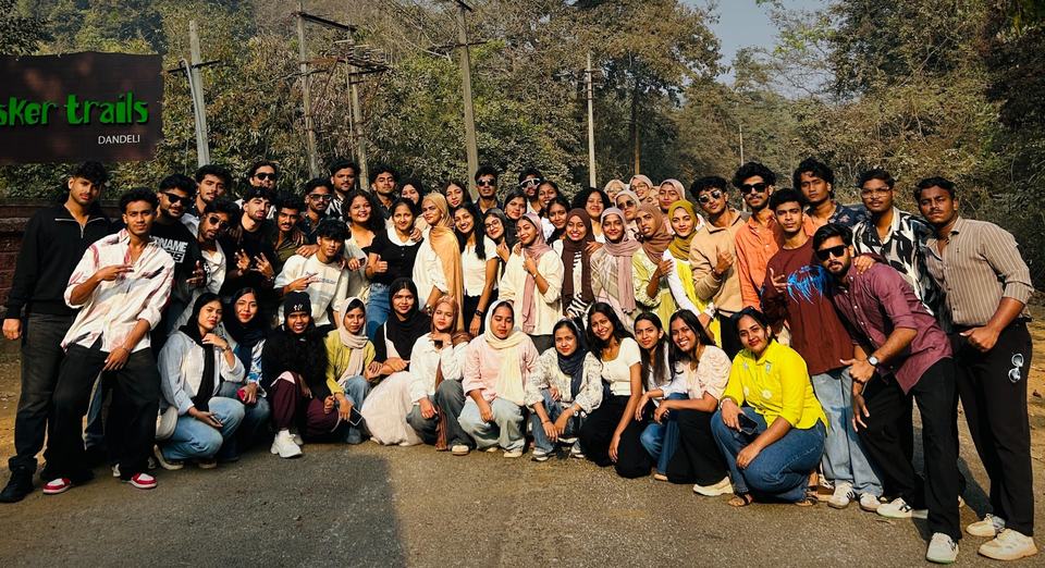 A college group from Kerala on a Trip Campus IV tour in Dandeli